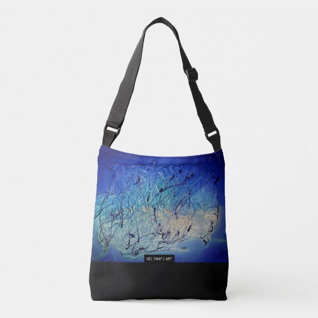 Blue Field, Abstract Art Crossbody Bag (Front)