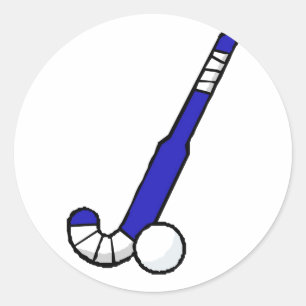 Blue Field Hockey Stick Classic Round Sticker
