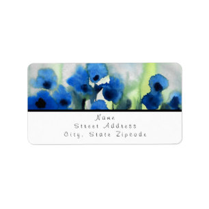 Blue Field of Flowers Label