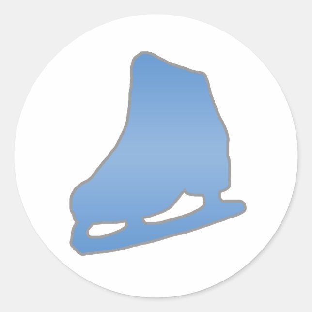 Blue Figure Skate Classic Round Sticker (Front)