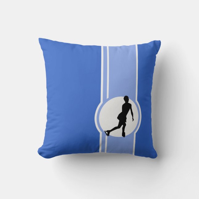 Blue Figure Skating Throw Pillow (Front)