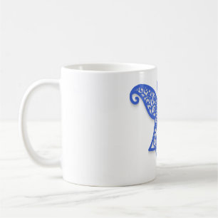Blue Filigree Angel Silhouette Ornate Lace Coffee Mug