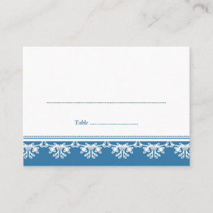 Blue filigree border wedding escort place card