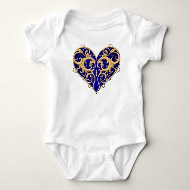 Blue Filigree Heart Creeper (Front)