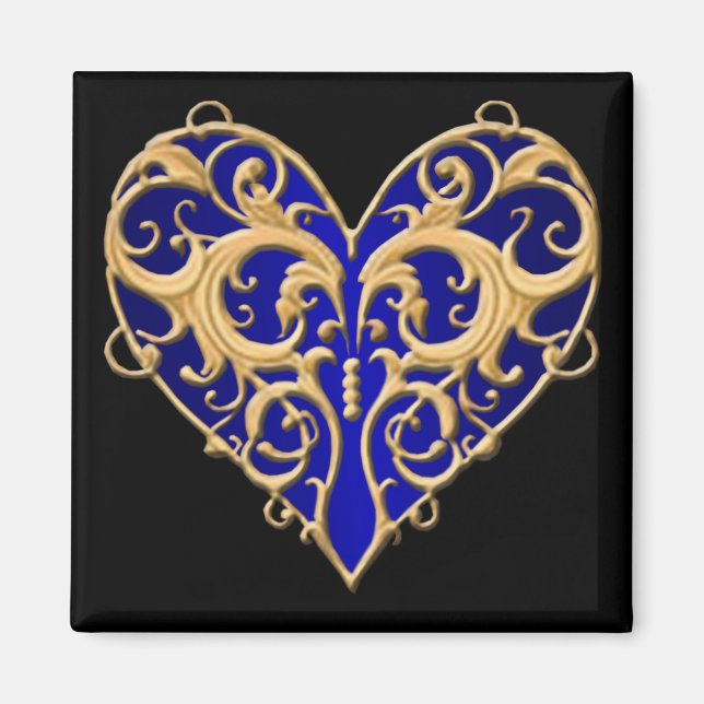 Blue Filigree Heart Magnet (Front)