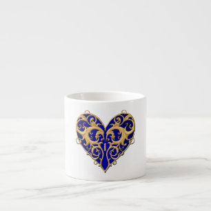 Blue Filigree Heart Mug