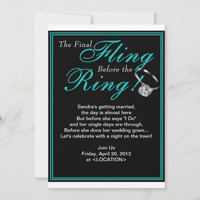 Blue Final Fling Bachelorette Party Invitation (Front)