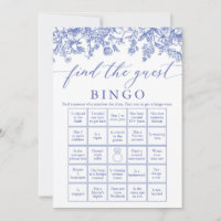 Blue Find the Guest Bingo Bridal Shower Game