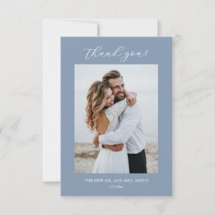 Blue Fine Art Flowers Wedding Thank You Card