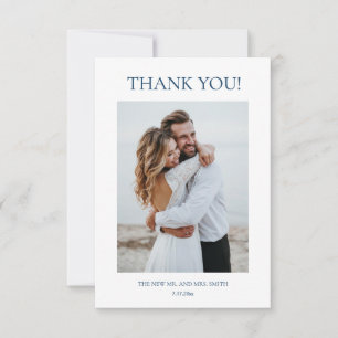 Blue Fine Art Flowers Wedding Thank You Card
