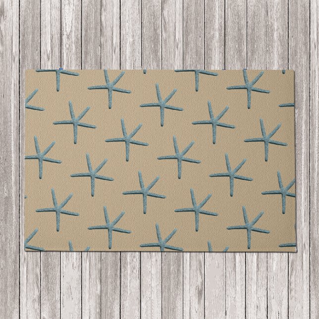Blue Finger Starfish On Sand Coloured Background Doormat (Creator Uploaded)