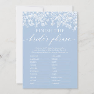 Blue Finish the Bride's Phrase Bridal Shower Game Invitation