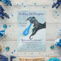 Blue Fire Breathing Dragon Serpent Birthday Party