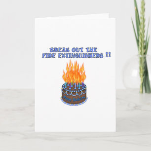 Blue Fire Extinguishers Birthday Cake Card