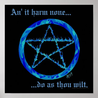 Blue Fire Pentacle Poster
