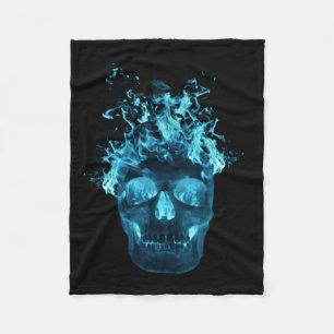 Blue Fire Skull Fleece Blanket