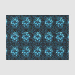 Blue Fire Skull Tissue Paper