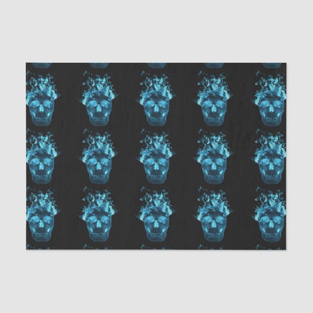 Blue Fire Skull Tissue Paper (Front)