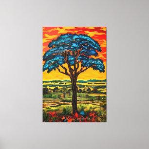 Blue Fire Tree Canvas Print