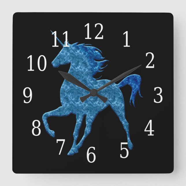Blue Fire Unicorn Clock (Front)