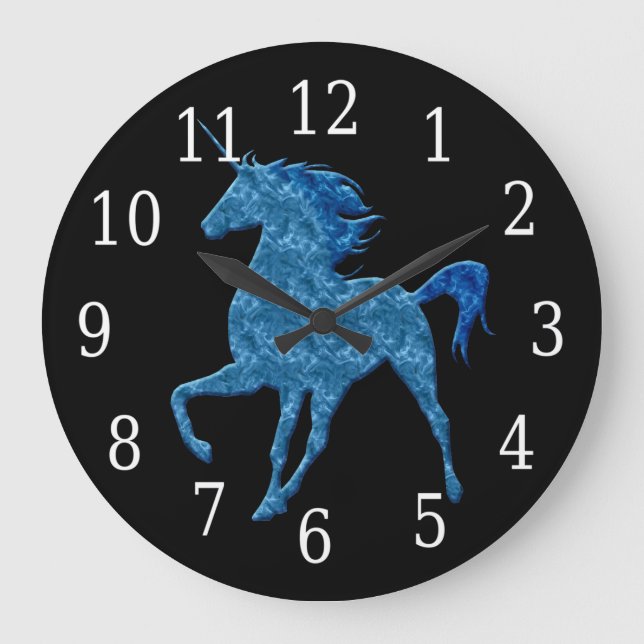 Blue Fire Unicorn Clock (Front)