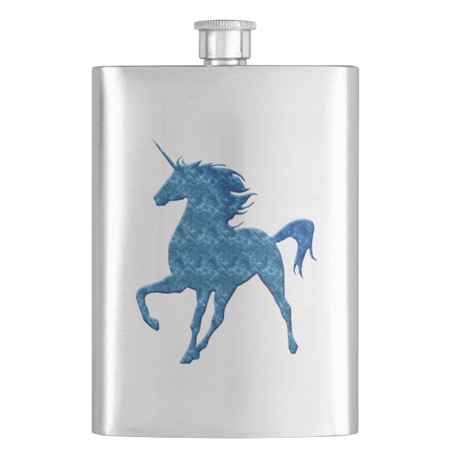 Blue Fire Unicorn Flask (Front)