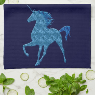 Blue Fire Unicorn Kitchen Towel