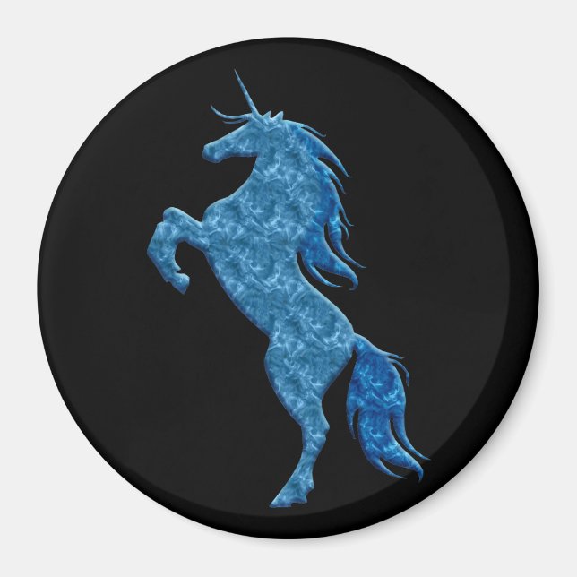 Blue Fire Unicorn Magnet (Front)