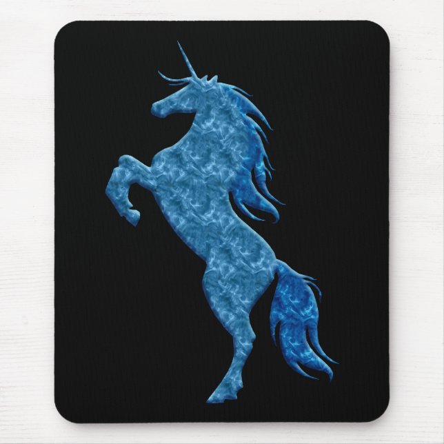 Blue Fire Unicorn Mouse Pad (Front)