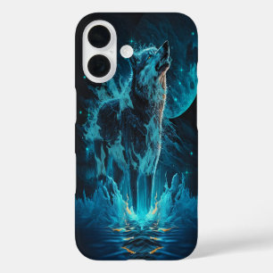 Blue Fire Wolf iPhone 16 Case