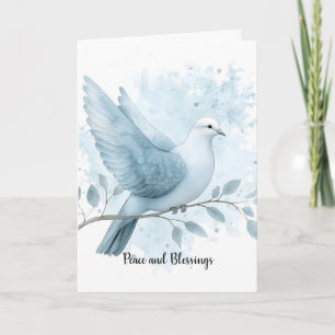 Blue First Communion Congratulations Wishes Dove  Card