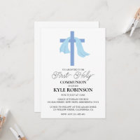 blue first communion invitations