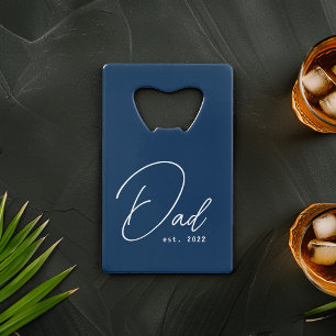 Blue First Father's Day Photo Credit Card Bottle Opener