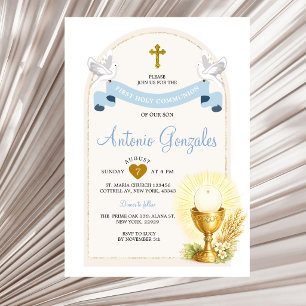 Blue First Holy Communion Invitation