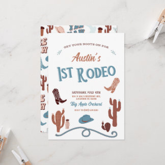 Blue First Rodeo Invitation