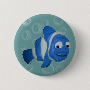 Blue Fish 2 Inch Round Button
