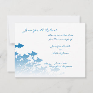 Blue Fish and Coral Save the Date Card