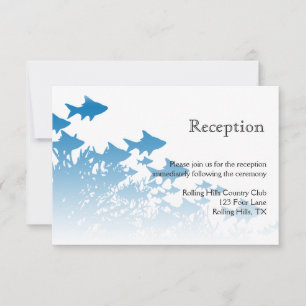 Blue Fish and Coral Wedding Reception Invitation