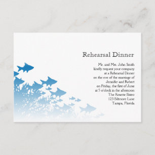 Blue Fish and Coral Wedding Rehearsal Invitation