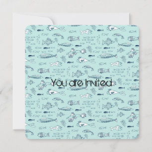 Blue Fish Baby Shower Invitation