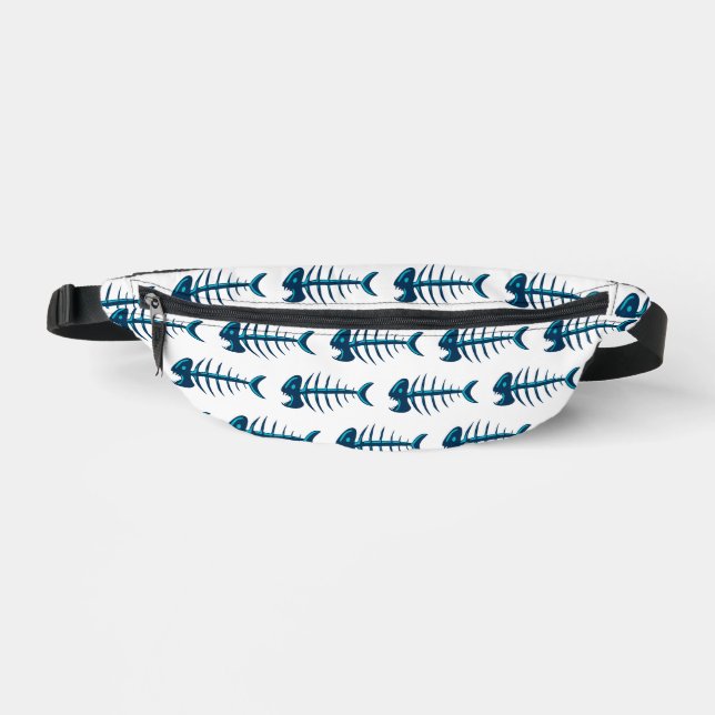 Blue Fish Bones Pattern Fanny Pack (Front)