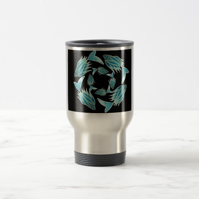 Blue Fish Circling Mug (Center)