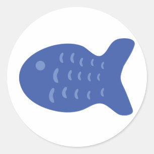blue fish icon classic round sticker