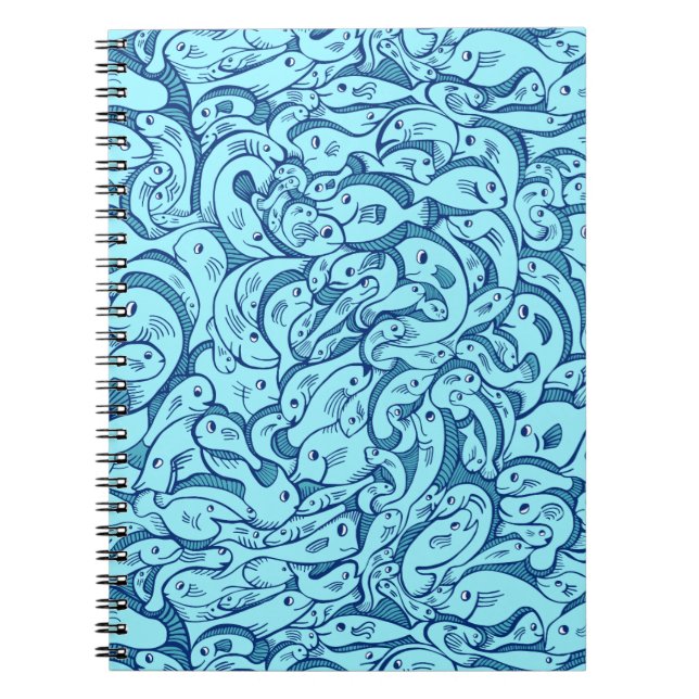 Blue Fish in the Sea Spiral Notebook (Front)