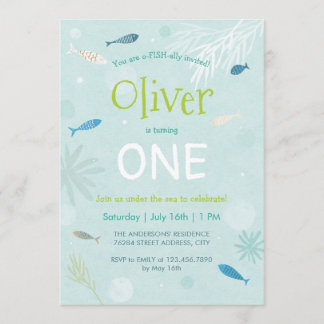 Blue Fish Kids Birthday Party Card