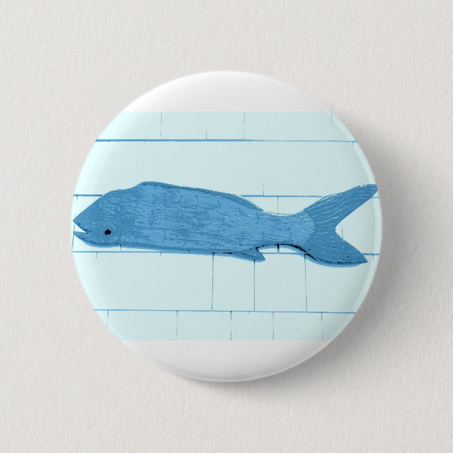 blue fish logo 2 inch round button (Front)