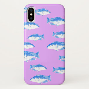 Blue fish on lilac Case-Mate iPhone case