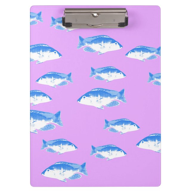Blue fish on lilac clipboard (Front)