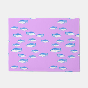 Blue fish on lilac doormat