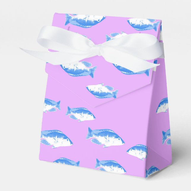 Blue fish on lilac favor box (Front Side)
